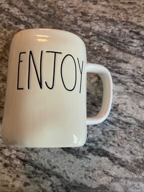 Rae Dunn Cream  "ENJOY" Ceramic Coffee Mug   EUC